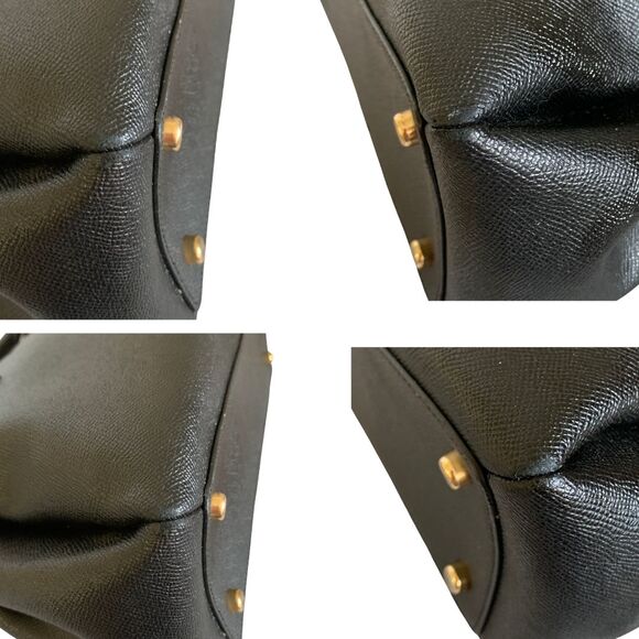 Coach Black Crossgrain Leather Satchel Handbag Gold Tone Hardware - Picture 9 of 14